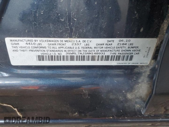 2010 Volkswagen Jetta TDI с VIN 3VWRL7AJ3AM148931, выставлен на аукционе Copart как лот 50616795 с пробегом 147 145 миль миль и Списание • Salvage title. История ставок и продаж доступна на DreamBid. Изображение 14.