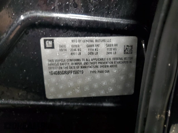 2015 Buick LaCrosse Leather with VIN 1G4GB5GR3FF159719, listed as a Copart auction lot 45697185 with 83,848 mi miles and Salvage Title. Bid and sale history available at DreamBid. Image 12.