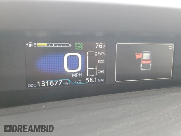 2018 Toyota Prius Two with VIN JTDKBRFU5J3076248, listed as a Copart auction lot 51899175 with 131,677 mi miles and Salvage Title. Bid and sale history available at carsss.com. Image 9.