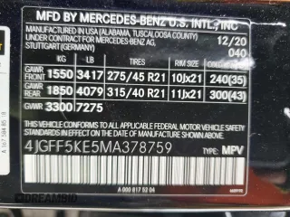 2021 Mercedes-Benz GLS 450 with VIN 4JGFF5KE5MA378759, listed as a Copart auction lot 52467714 with 75,881 mi miles and . Bid and sale history available at DreamBid. Image 14.