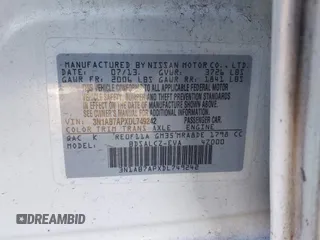 2013 Nissan Sentra FE+ S with VIN 3N1AB7APXDL749242, listed as a IAAI auction lot 41434169 with 83,040 mi miles and . Bid and sale history available at DreamBid. Image 9.