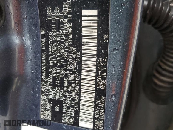 2010 Toyota Tundra z VIN 5TFUW5F15AX101377, wystawiony jako Copart lot #55348565 z przebiegiem 182 147 mil mil oraz Szkoda całkowita • Salvage title. Historia ofert i sprzedaży dostępna na DreamBid. Obrazek 13.