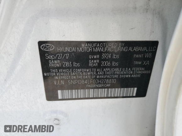 2018 Hyundai Elantra Value Edition with VIN 5NPD84LF0JH278810, listed as a Copart auction lot 53171865 with 104,453 mi miles and Salvage Title. Bid and sale history available at DreamBid. Image 15.