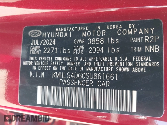 2025 Hyundai Elantra SEL Convenience with VIN KMHLS4DG0SU861661, listed as a IAAI auction lot 42178392 with 20,518 mi miles and . Bid and sale history available at DreamBid. Image 9.