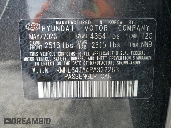 2023 Hyundai Sonata SEL z VIN KMHL64JA4PA322263, wystawiony jako Copart lot #55562385 z przebiegiem 32 979 mil mil oraz Nie do naprawy • Non repairable. Historia ofert i sprzedaży dostępna na DreamBid. Obrazek 13.