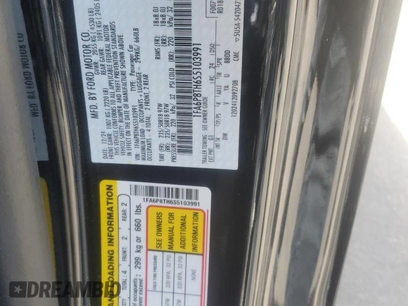 2025 Ford Mustang EcoBoost with VIN 1FA6P8TH6S5103991, listed as a Copart auction lot 51979015 with 2,941 mi miles and Salvage Title. Bid and sale history available at carsss.com. Image 13.