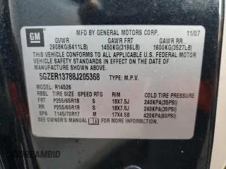 2008 Saturn Outlook XE z VIN 5GZER13788J205368, wystawiony jako Copart lot #73862844 z przebiegiem Nie podano mil oraz Szkody całkowita. Historia ofert i sprzedaży dostępna na DreamBid. Obrazek 14.