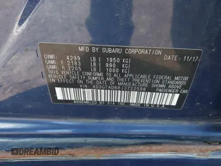 2018 Subaru Impreza Premium z VIN 4S3GTAD68J3722598, wystawiony jako IAAI lot #41848677 z przebiegiem 98 773 mil mil oraz . Historia ofert i sprzedaży dostępna na DreamBid. Obrazek 9.