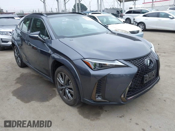 2023 Lexus UX 250h F Sport z VIN JTHB6JBH9P2132431, wystawiony jako IAAI lot #42137625 z przebiegiem 15 923 mil mil oraz . Historia ofert i sprzedaży dostępna na DreamBid. Obrazek 1.