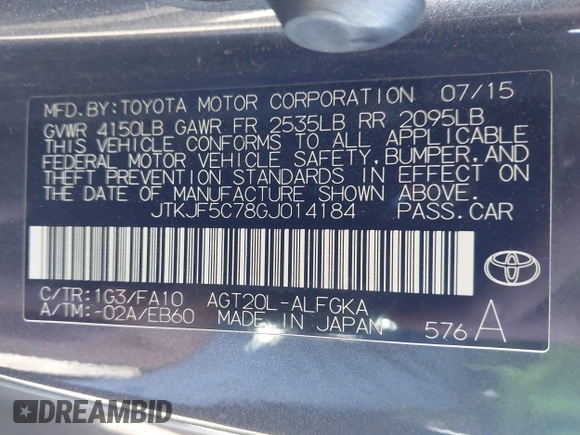 2016 Scion tC with VIN JTKJF5C78GJ014184, listed as a IAAI auction lot 41622575 with 128,520 mi miles. Bid and sale history available at carsss.com. Image 9.