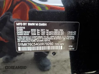 2016 BMW X5 M z VIN 5YMKT6C54G0R79260, wystawiony jako Copart lot #71881962 z przebiegiem 61 979 mil mil oraz . Historia ofert i sprzedaży dostępna na DreamBid. Obrazek 15.