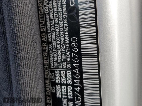 2006 Mercedes-Benz S 55 AMG with VIN WDBNG74J46A467680, listed as a Copart auction lot 79600314 with 155,019 mi miles and Clean Title. Bid and sale history available at DreamBid. Image 12.