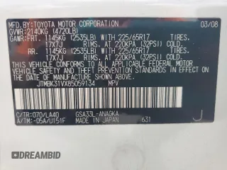 2008 Toyota RAV4 Limited с VIN JTMBK31VX85059134, выставлен на аукционе Copart как лот 60205915 с пробегом 156 920 миль миль и Списание • Salvage title. История ставок и продаж доступна на DreamBid. Изображение 13.