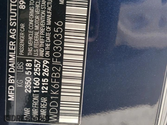 2018 Mercedes-Benz E-Class E 400 with VIN WDD1K6FB2JF030356, listed as a Copart auction lot 42781033 with 40,925 mi miles. Bid and sale history available at carsss.com. Image 12.