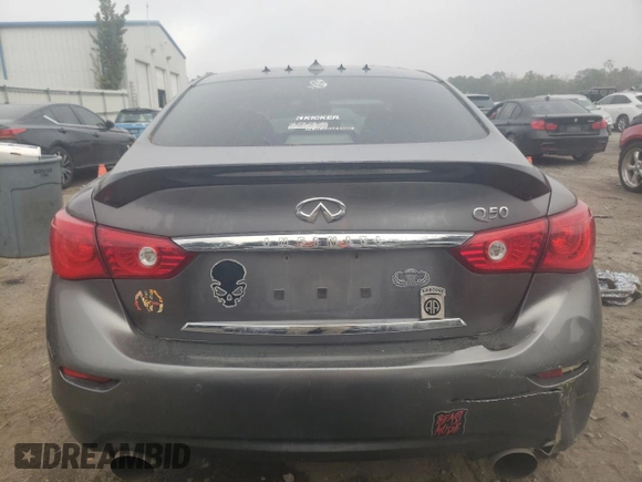 2015 Infiniti Q50 with VIN JN1BV7AP3FM342500, listed as a Copart auction lot 43793335 with Not provided miles and Salvage title. Bid and sale history available at DreamBid. Image 6.