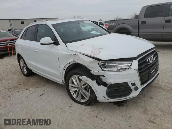 2017 Audi Q3 Premium Plus with VIN WA1JCCFSXHR008243, listed as a Copart auction lot 50393045 with 52,406 mi miles and Salvage title. Bid and sale history available at DreamBid. Image 4.