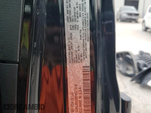 2021 Jeep Wrangler Unlimited Sahara Altitude with VIN 1C4HJXEGXMW671418, listed as a Copart auction lot 68116854 with 38,680 mi miles and Salvage title. Bid and sale history available at DreamBid. Image 16.