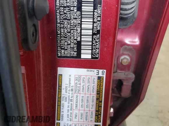 2018 Toyota C-HR XLE with VIN NMTKHMBX7JR032119, listed as a Copart auction lot 61007975 with 100,093 mi miles and Salvage title. Bid and sale history available at DreamBid. Image 12.