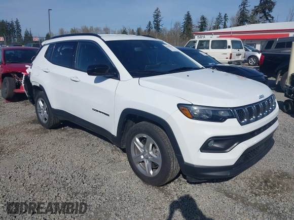 2023 Jeep Compass Latitude with VIN 3C4NJDBN7PT561666, listed as a IAAI auction lot 41956815 with 49,392 mi miles and . Bid and sale history available at DreamBid. Image 1.