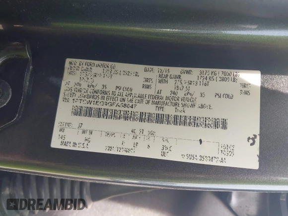 2016 Ford F-150 XLT with VIN 1FTEW1EG9GFA58647, listed as a IAAI auction lot 42492607 with 80,933 mi miles and . Bid and sale history available at DreamBid. Image 9.