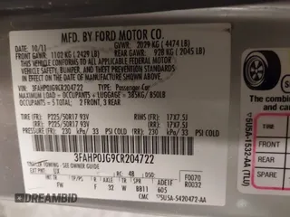 2012 Ford Fusion SEL with VIN 3FAHP0JG9CR204722, listed as a IAAI auction lot 42391881 with 203,574 mi miles and . Bid and sale history available at DreamBid. Image 9.