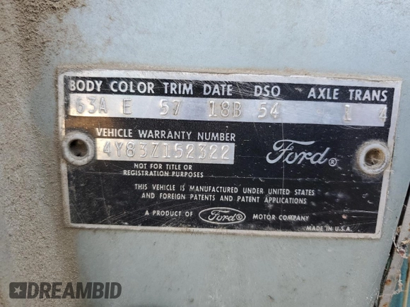 1964 Ford Thunderbird с VIN 4Y83Z152322, выставлен на аукционе Copart как лот 56946905 с пробегом 60 537 миль миль и Списание • Salvage title. История ставок и продаж доступна на DreamBid. Изображение 12.