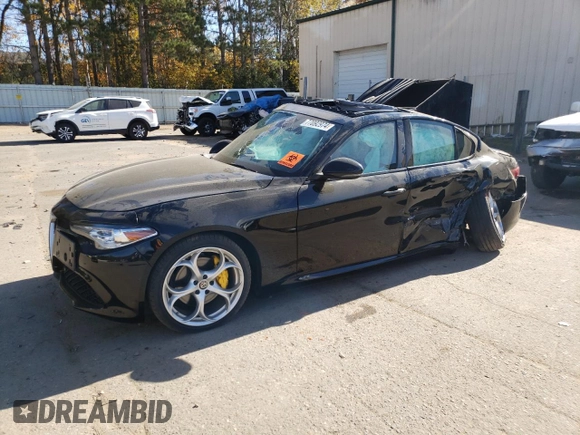 2019 Alfa Romeo Giulia Ti Sport with VIN ZARFANBNXK7605785, listed as a Copart auction lot 77092974 with 0 mi miles and Salvage Title. Bid and sale history available at carsss.com. Image 1.