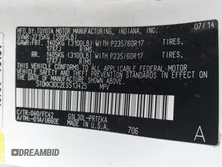 2014 Toyota Sienna LE AAS with VIN 5TDKK3DC2ES513425, listed as a IAAI auction lot 42107820 with 367,844 mi miles and . Bid and sale history available at carsss.com. Image 9.