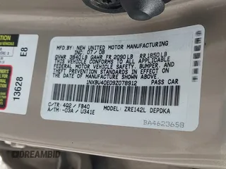2009 Toyota Corolla with VIN 1NXBU40E09Z078912, listed as a IAAI auction lot 42381759 with 202,353 mi miles and . Bid and sale history available at DreamBid. Image 9.