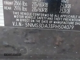2023 Hyundai Santa Fe SEL with VIN 5NMS3DAJ3PH504079, listed as a IAAI auction lot 41142971 with 30,164 mi miles and . Bid and sale history available at DreamBid. Image 9.