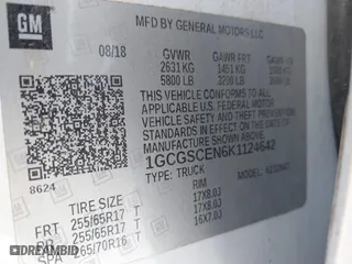 2019 Chevrolet Colorado 2WD LT with VIN 1GCGSCEN6K1124642, listed as a IAAI auction lot 42065426 with 205,608 mi miles. Bid and sale history available at carsss.com. Image 9.
