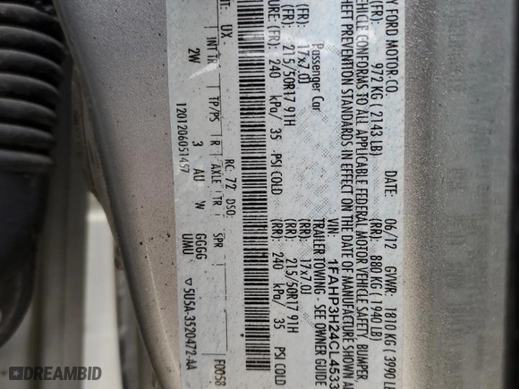 2012 Ford Focus SEL with VIN 1FAHP3H24CL453391, listed as a Copart auction lot 51345695 with 173,971 mi miles and Salvage Title. Bid and sale history available at carsss.com. Image 14.