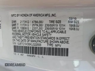 2019 Acura RDX with VIN 5J8TC1H35KL022555, listed as a Copart auction lot 44217465 with 74,220 mi miles and Salvage Title. Bid and sale history available at carsss.com. Image 16.
