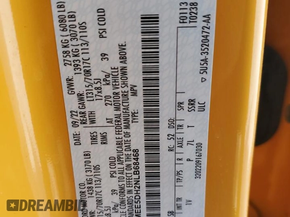 2022 Ford Bronco z VIN 1FMEE5DH2NLB68468, wystawiony jako Copart lot #53645805 z przebiegiem 25 411 mil mil oraz Szkoda całkowita • Salvage title. Historia ofert i sprzedaży dostępna na DreamBid. Obrazek 13.