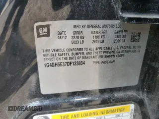 2013 Buick LaCrosse Premium 2 with VIN 1G4GH5E37DF123834, listed as a Copart auction lot 55840735 with 138,306 mi miles and Salvage title. Bid and sale history available at DreamBid. Image 12.