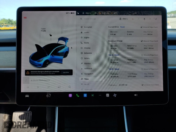 2020 Tesla Model 3 Standard Range Plus with VIN 5YJ3E1EA0LF784854, listed as a Copart auction lot 54994055 with 43,055 mi miles and Non Repairable. Bid and sale history available at DreamBid. Image 9.