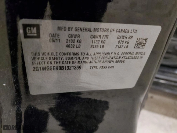 2011 Chevrolet Impala LT Fleet with VIN 2G1WG5EK0B1321369, listed as a Copart auction lot 44918825 with 164,976 mi miles and Salvage Title. Bid and sale history available at carsss.com. Image 14.