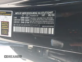 2024 Mercedes-Benz C 300 with VIN W1KAF4GBXRR231973, listed as a IAAI auction lot 41728511 with Not Provided miles and . Bid and sale history available at DreamBid. Image 9.