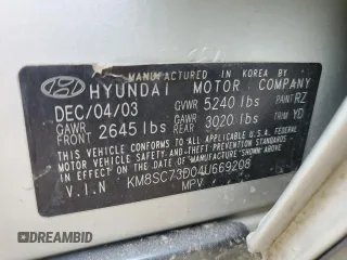 2004 Hyundai Santa Fe GLS with VIN KM8SC73D04U669208, listed as a Copart auction lot 47718054 with 130,040 mi miles and Salvage Title. Bid and sale history available at carsss.com. Image 15.