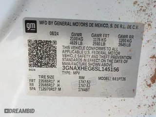 2025 Chevrolet Equinox FWD LT with VIN 3GNAXHEG6SL145156, listed as a IAAI auction lot 41656512 with 3,519 mi miles. Bid and sale history available at carsss.com. Image 9.