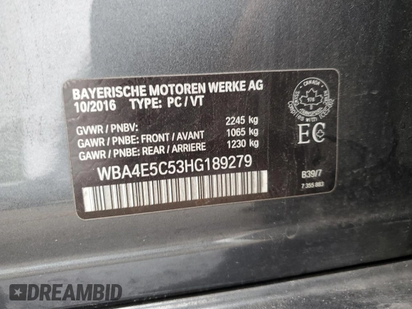 2017 BMW 4 Series 440i xDrive with VIN WBA4E5C53HG189279, listed as a Copart auction lot 89163565 with 56,449 mi miles and Salvage Title. Bid and sale history available at carsss.com. Image 12.