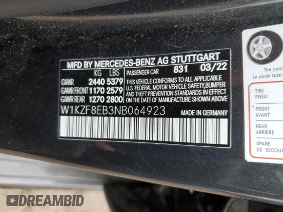 2022 Mercedes-Benz E 350 z VIN W1KZF8EB3NB064923, wystawiony jako Copart lot #81401684 z przebiegiem 41 695 mil mil oraz Szkoda całkowita • Salvage title. Historia ofert i sprzedaży dostępna na DreamBid. Obrazek 12.