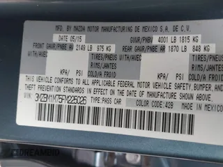2015 Mazda 3 i Grand Touring with VIN 3MZBM1M75FM225026, listed as a IAAI auction lot 41510336 with Not provided miles and . Bid and sale history available at DreamBid. Image 9.