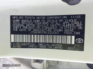 2024 Toyota Corolla Hybrid LE with VIN JTDBCMFE9RJ022063, listed as a IAAI auction lot 41695257 with 21,960 mi miles. Bid and sale history available at carsss.com. Image 9.