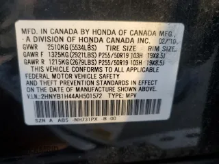2010 Acura ZDX Tech Pkg with VIN 2HNYB1H44AH501572, listed as a Copart auction lot 52585975 with 151,253 mi miles and Salvage Title. Bid and sale history available at carsss.com. Image 12.