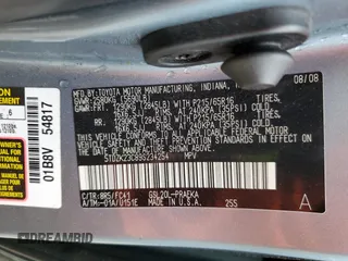 2009 Toyota Sienna CE with VIN 5TDZK23C89S234254, listed as a Copart auction lot 51227875 with 152,946 mi miles and Salvage Title. Bid and sale history available at DreamBid. Image 13.