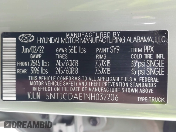 2022 Hyundai Santa Cruz SEL z VIN 5NTJCDAE1NH032206, wystawiony jako IAAI lot #40698704 z przebiegiem 40 182 mil mil oraz . Historia ofert i sprzedaży dostępna na DreamBid. Obrazek 9.