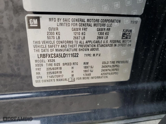2020 Buick Envision Essence with VIN LRBFXCSA5LD111622, listed as a Copart auction lot 44543845 with 0 mi miles and Salvage Title. Bid and sale history available at carsss.com. Image 14.
