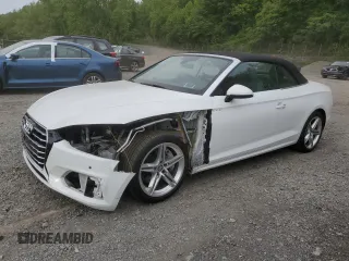 2018 Audi A5 Cabriolet Premium Plus z VIN WAUYNGF59JN017168, wystawiony jako Copart lot #57967415 z przebiegiem 12 383 mil mil oraz Szkoda całkowita • Salvage title. Historia ofert i sprzedaży dostępna na DreamBid. Obrazek 1.