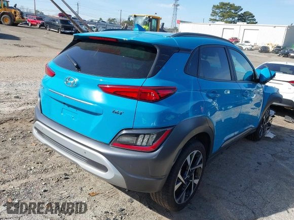 2023 Hyundai Kona Limited with VIN KM8K53A3XPU954113, listed as a IAAI auction lot 41744345 with 23,195 mi miles. Bid and sale history available at carsss.com. Image 4.